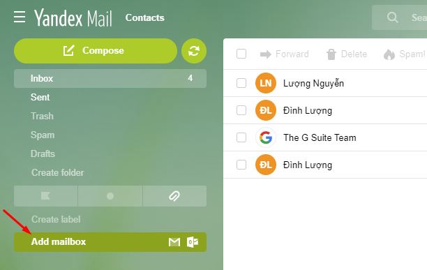 cách forward yandex mail về gmail 1