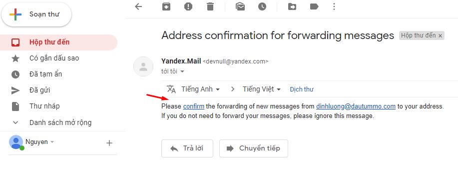 forward mail yandex về gmail 4