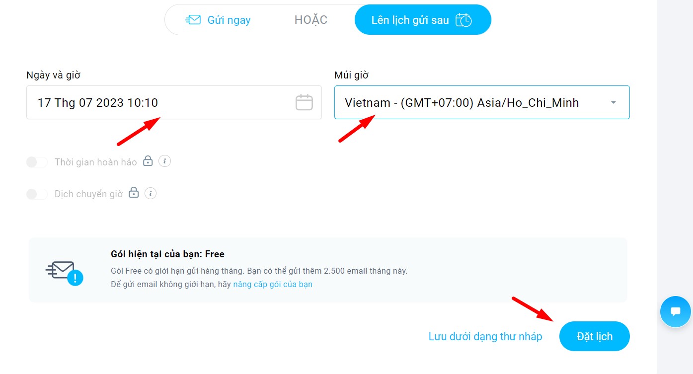 Lên lịch gửi email Getresponse
